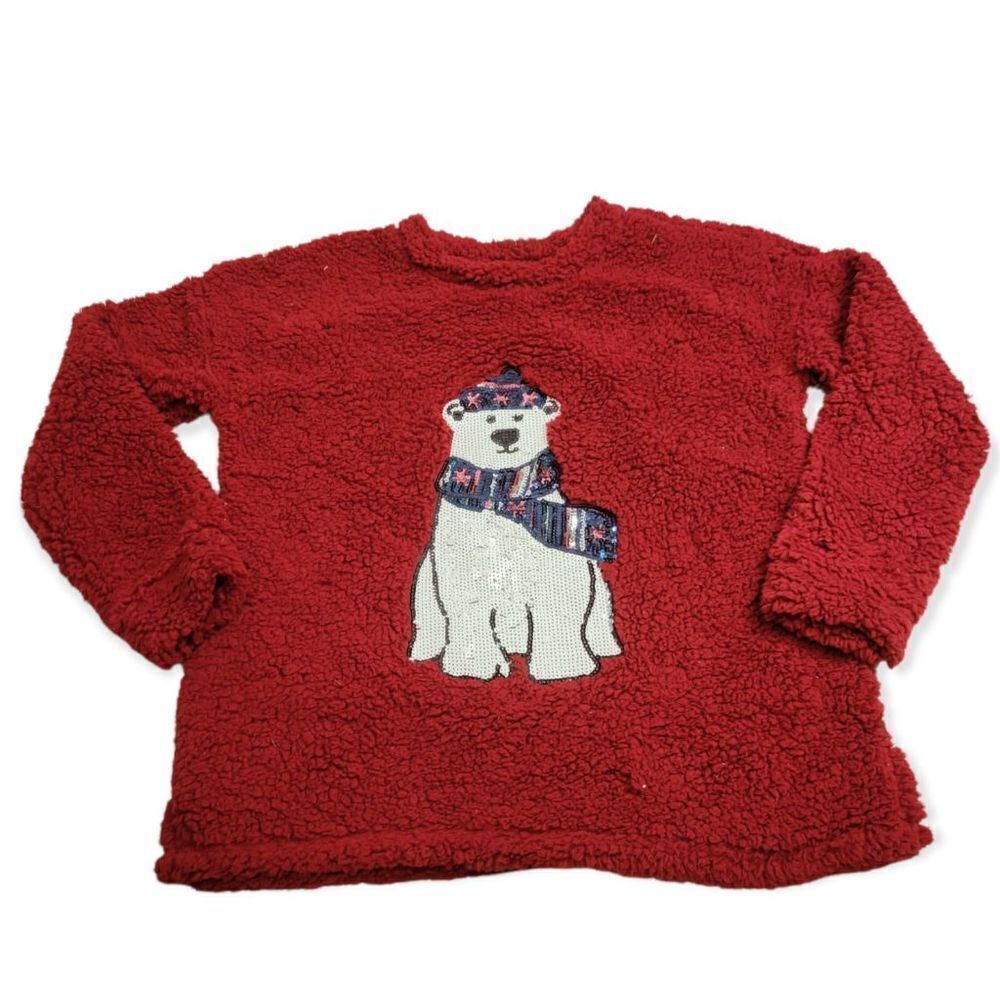 Time & Tru fuzzy Polar bear sweater S4-6